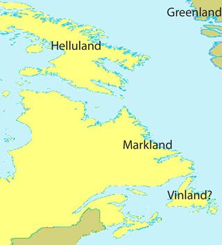 A map showing three sites mentioned in Viking sagas.