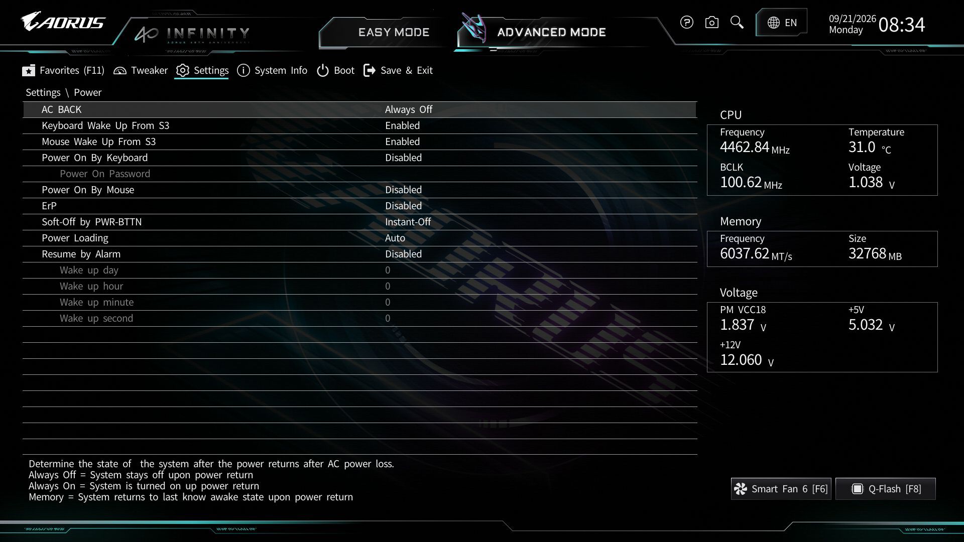 Gigabyte X870 Aorus Infinity - BIOS images