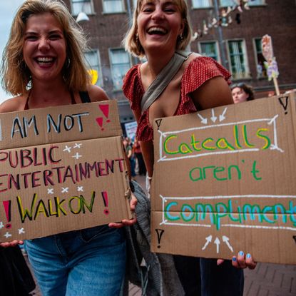 Women march against sex-based harassment 