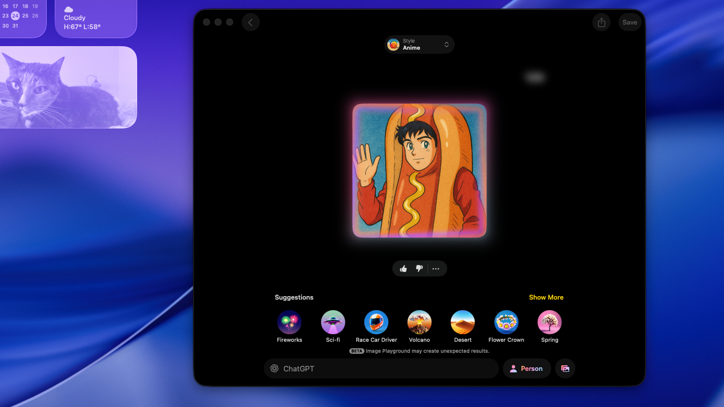 macOS Tahoe Image Playground in action