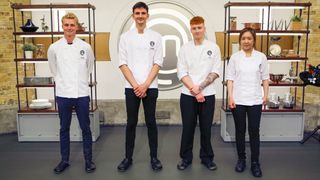 Tristan, Lindsay, Tom, I-Lin in the MasterChef kitchen for MasterChef: The Professional 2023