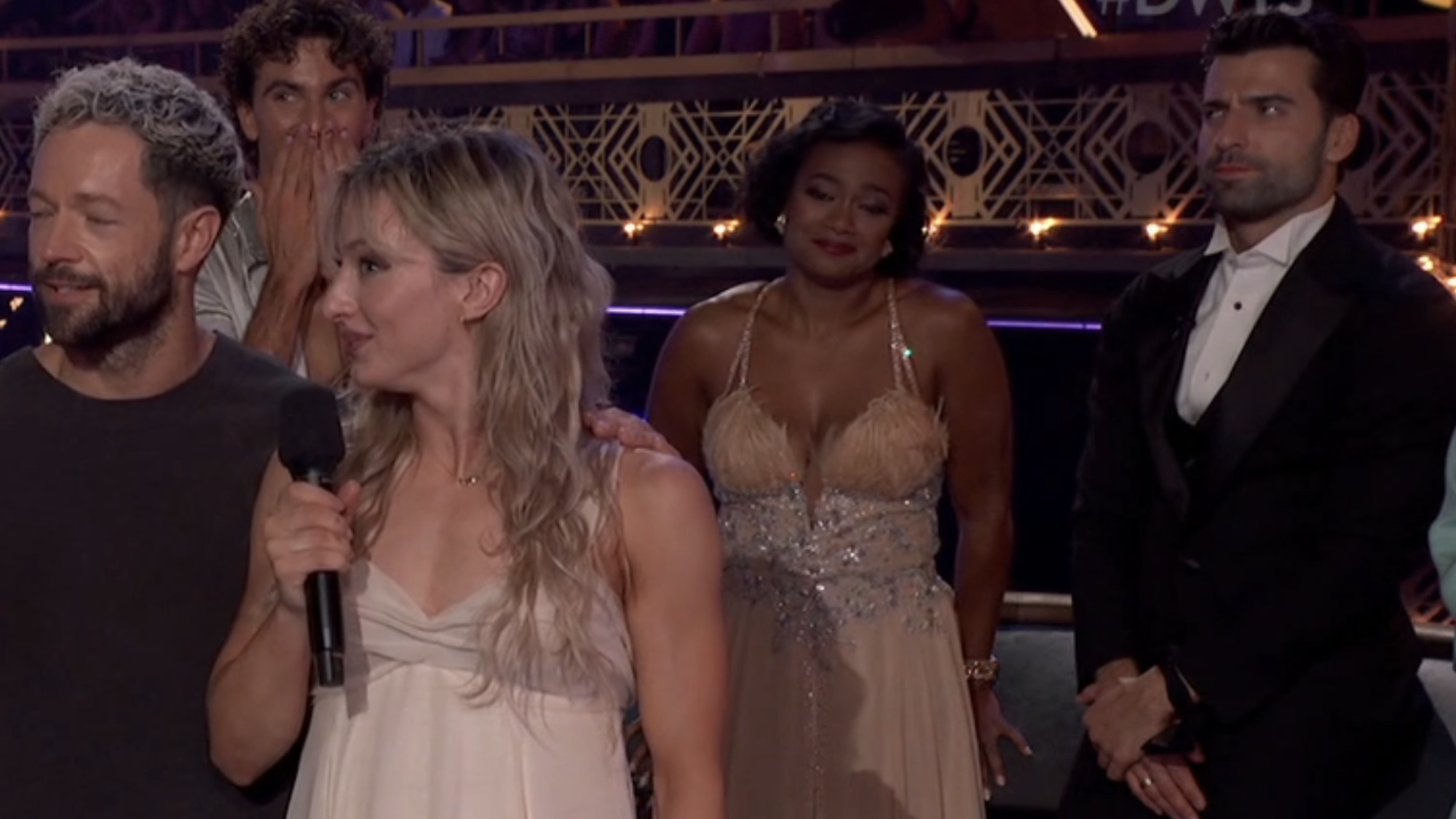 Jan wearing a tux and giving side eye when Pasha was announced as People's Sexiest DWTS Pro. 