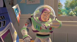 Buzz Lightyear tries to make contact with Star Command in the original Toy Story.