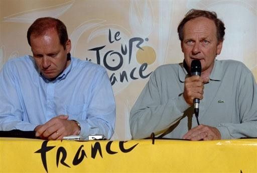 Tour de France director Christian Prudhomme (L) and Amaury Sport Organisation Patrice Clerc