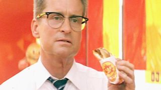 Michael Douglas with a burger in Falling Down