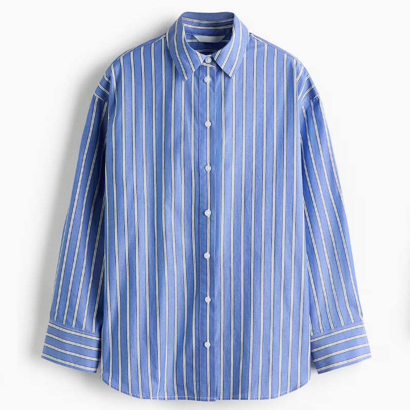 H&amp;amp;M, blue pinstripe shirt