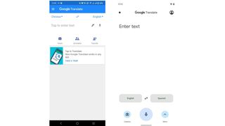 Capturas de pantalla que muestran la interfaz de usuario actual del traductor de Google a la izquierda y la posible nueva versión a la derecha