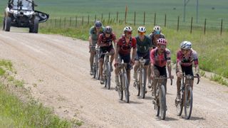The lead group at Unbound Gravel 200 2023