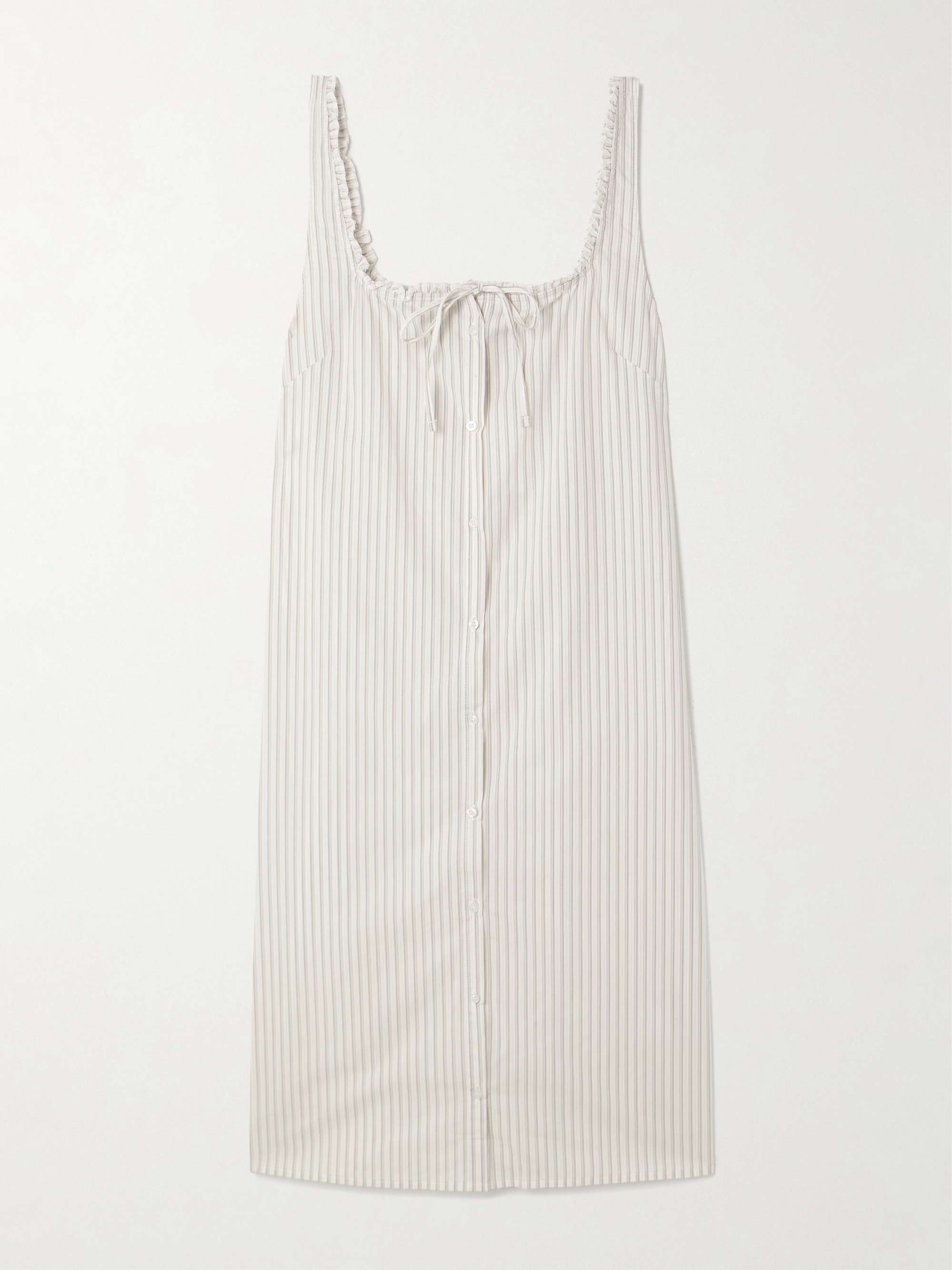 Ruffled Striped Organic Cotton-Poplin Dress