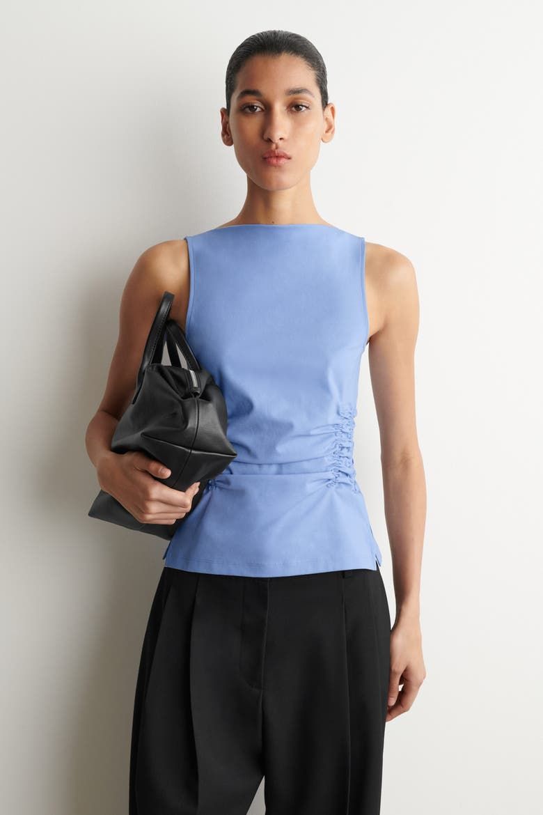 Ruched-Waist Cotton-Jersey Tank Top