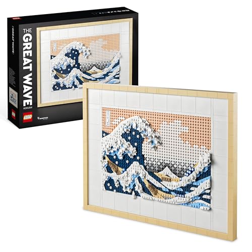Lego Art Hokusai &amp;ndash; the Great Wave, 3d Japanese Wall Art Craft Set, Framed Ocean Canvas Model Kit for Adults to Build, Creative Activity for Home or Office Decor, Gifts for Men and Women 31208
