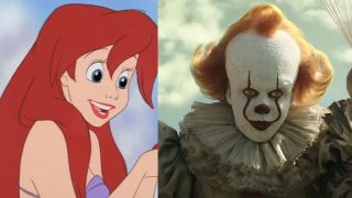 Ariel with Sebastion in the Little Mermaid (1989), Pennywise the Clown missing Richie in IT: Chapter 2 (2019)