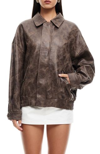 Kenny Faux Leather Bomber Jacket