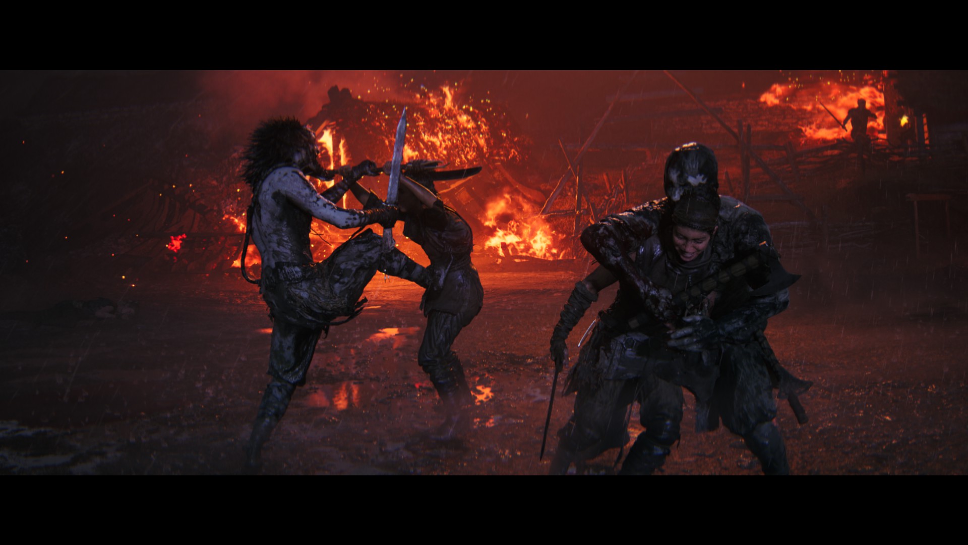 Senua and an ally battling draugr in Senua's Saga: Hellblade 2.