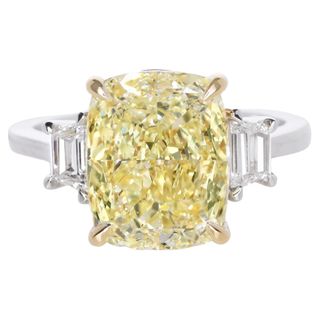 Gia Certified 5 Carat Fancy Yellow Diamond Ring Vvs2 Clarity