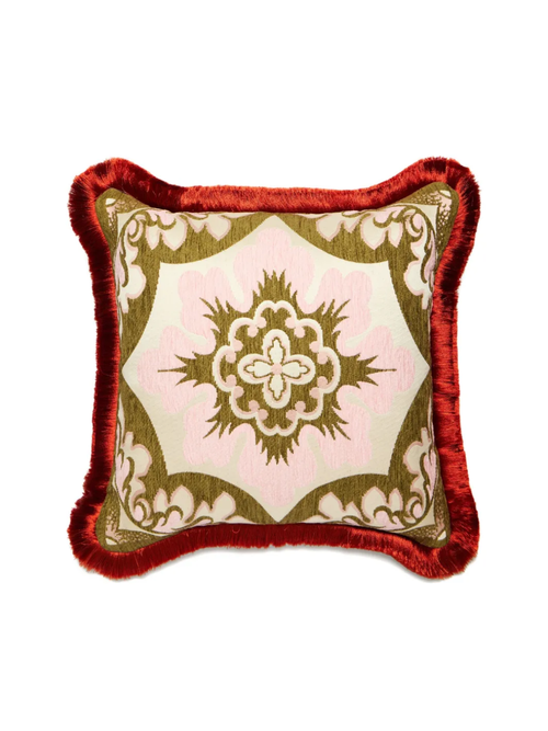 Fringed Chenille-Jacquard Cushion
