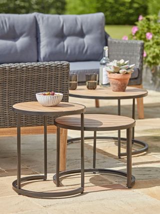garden table ideas: trio of nesting tables from Cox & Cox