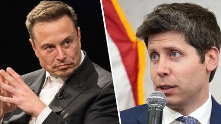 A split image of Elon Musk and Sam Altman