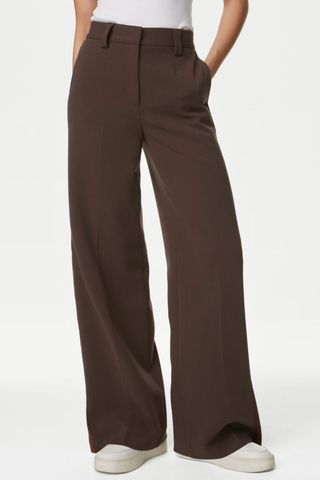 M&S Crepe Tab Detail Wide Leg Trousers