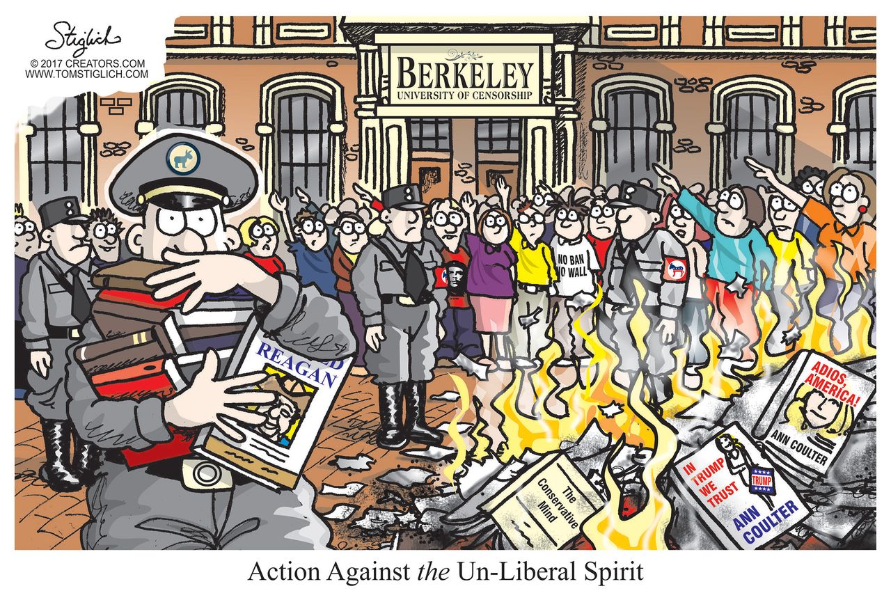 Political Cartoon U.S. UC Berkeley first amendment free speech Reagan Ann Coulter