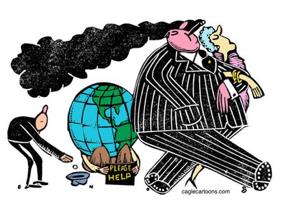 Editorial cartoon corporate pollution