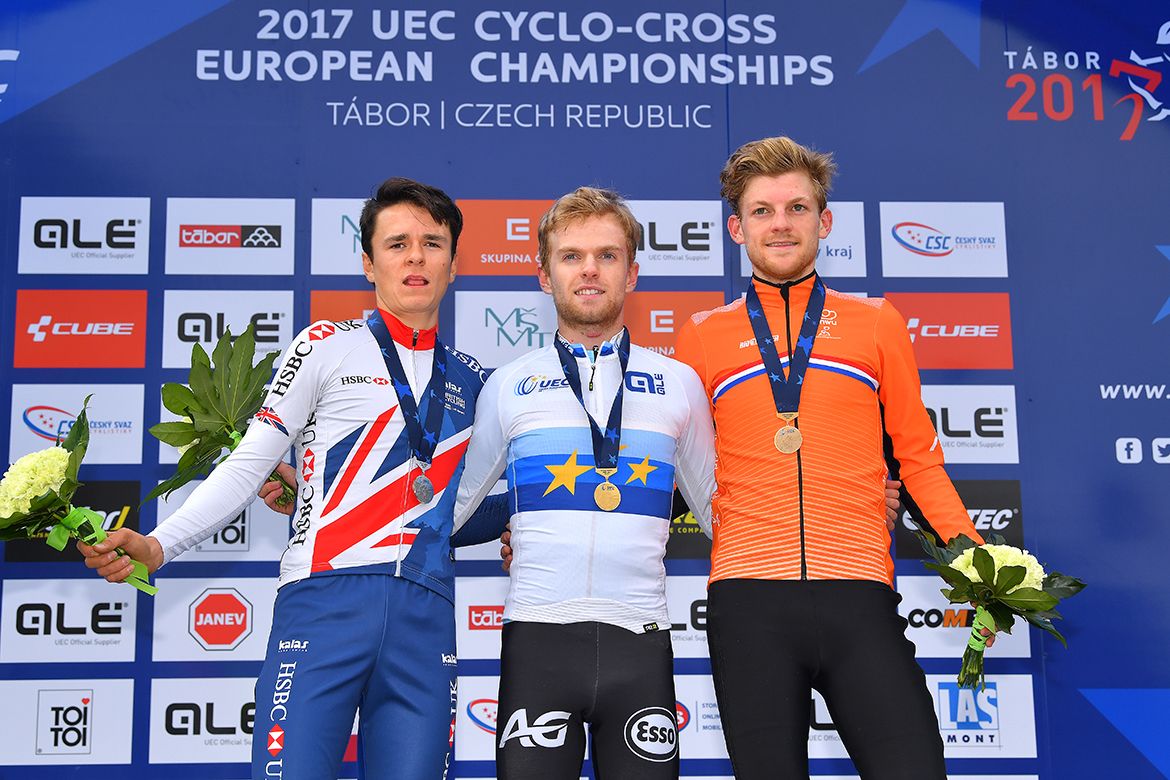 Tom Pidcock (Great Britain), Eli Iserbyt (Belgium) and Sieben Wouters (Netherlands).
