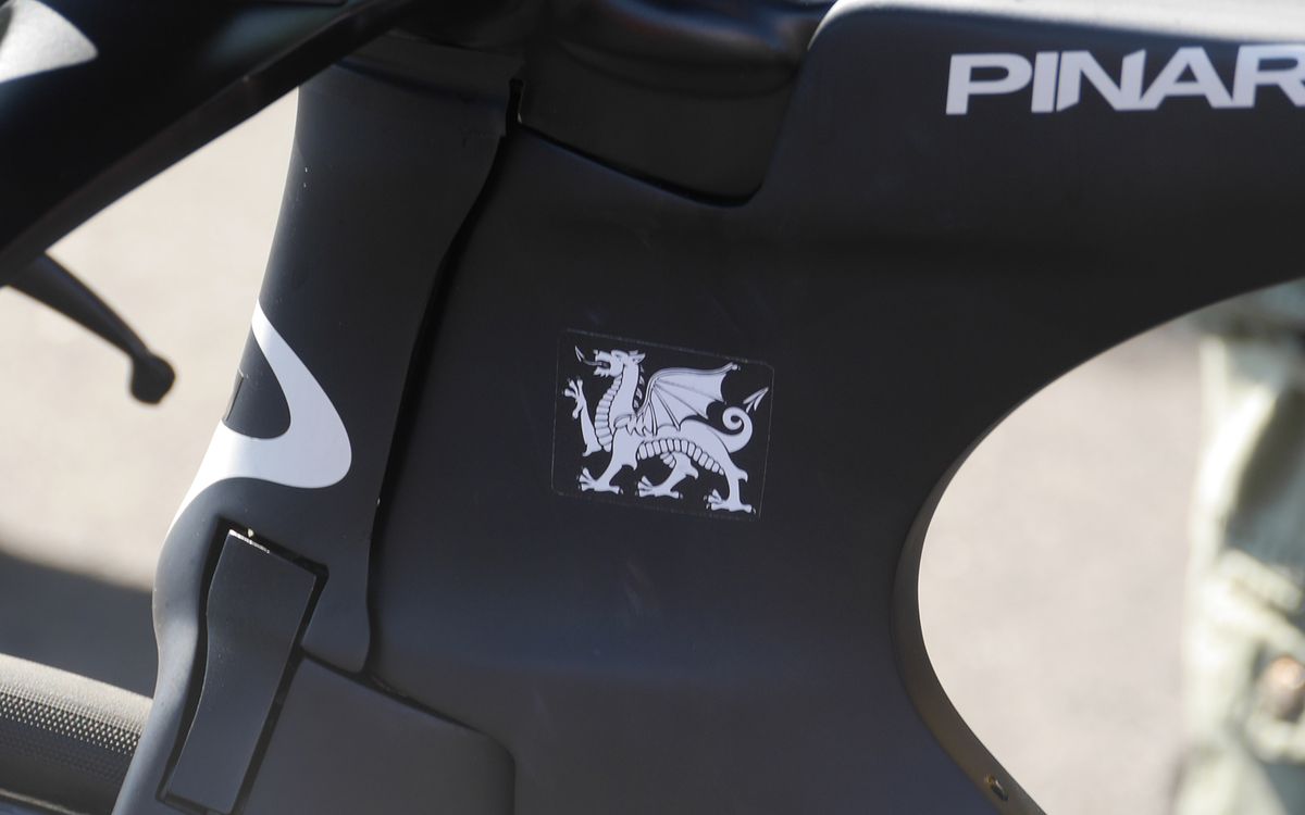 Geraint Thomas' Pinarello Bolide featured a Welsh dragon on the head tube cluster
