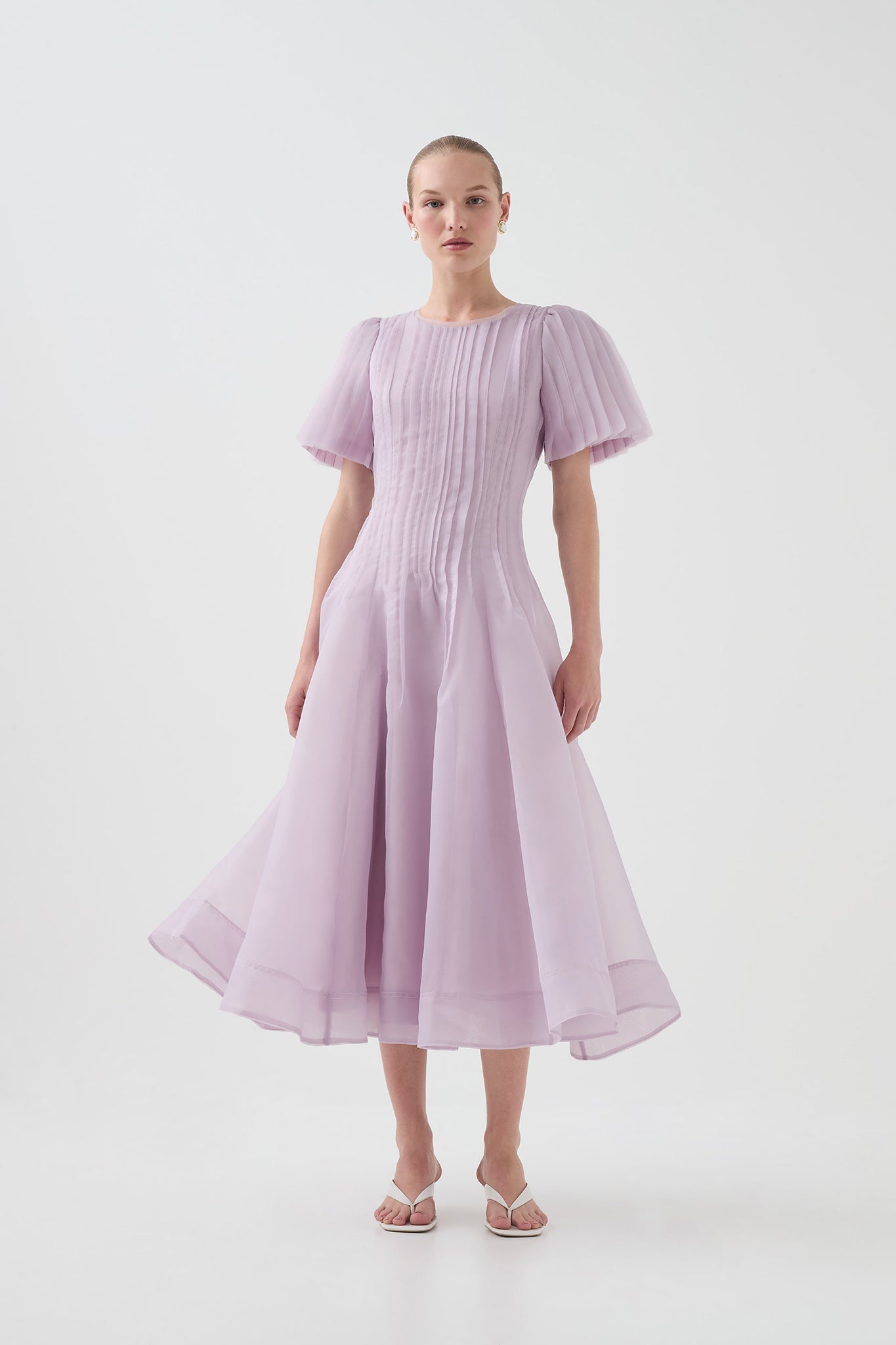 Nova Pleated Midi Dress-Lilac / 4