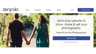 Homepage of Zenfolio, one of the best website builders for photographers, showing couple holding hands
