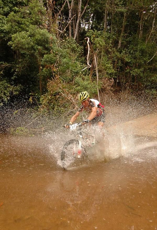 Jure Robic at a rainforest creek crossing