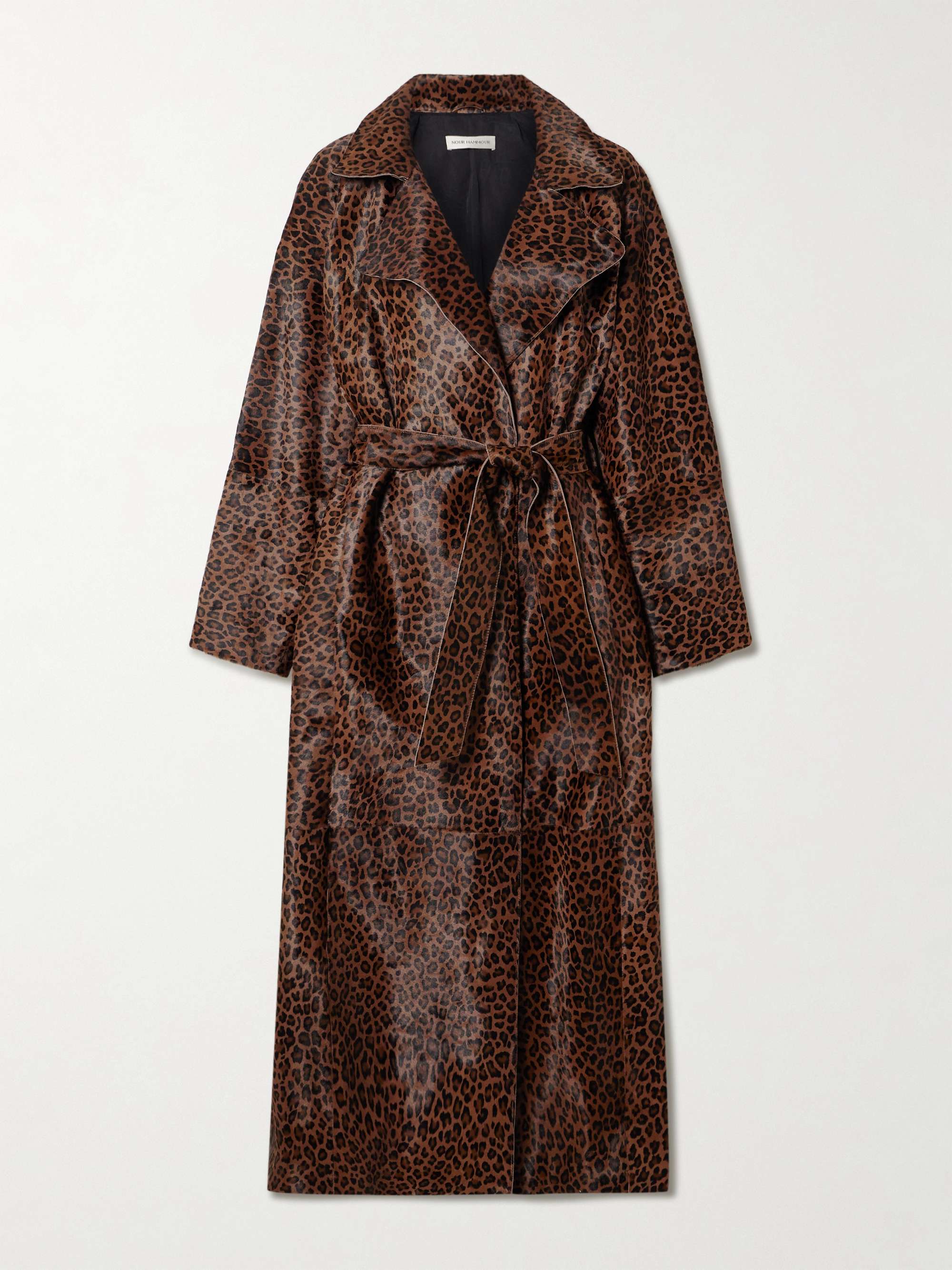 Althea Belted Leopard-Print Cow Hair Coat