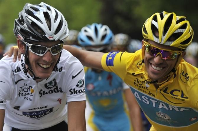 Alberto Contador and Andy Schleck went head to head in 2010. Schleck was awarded the win a year later.