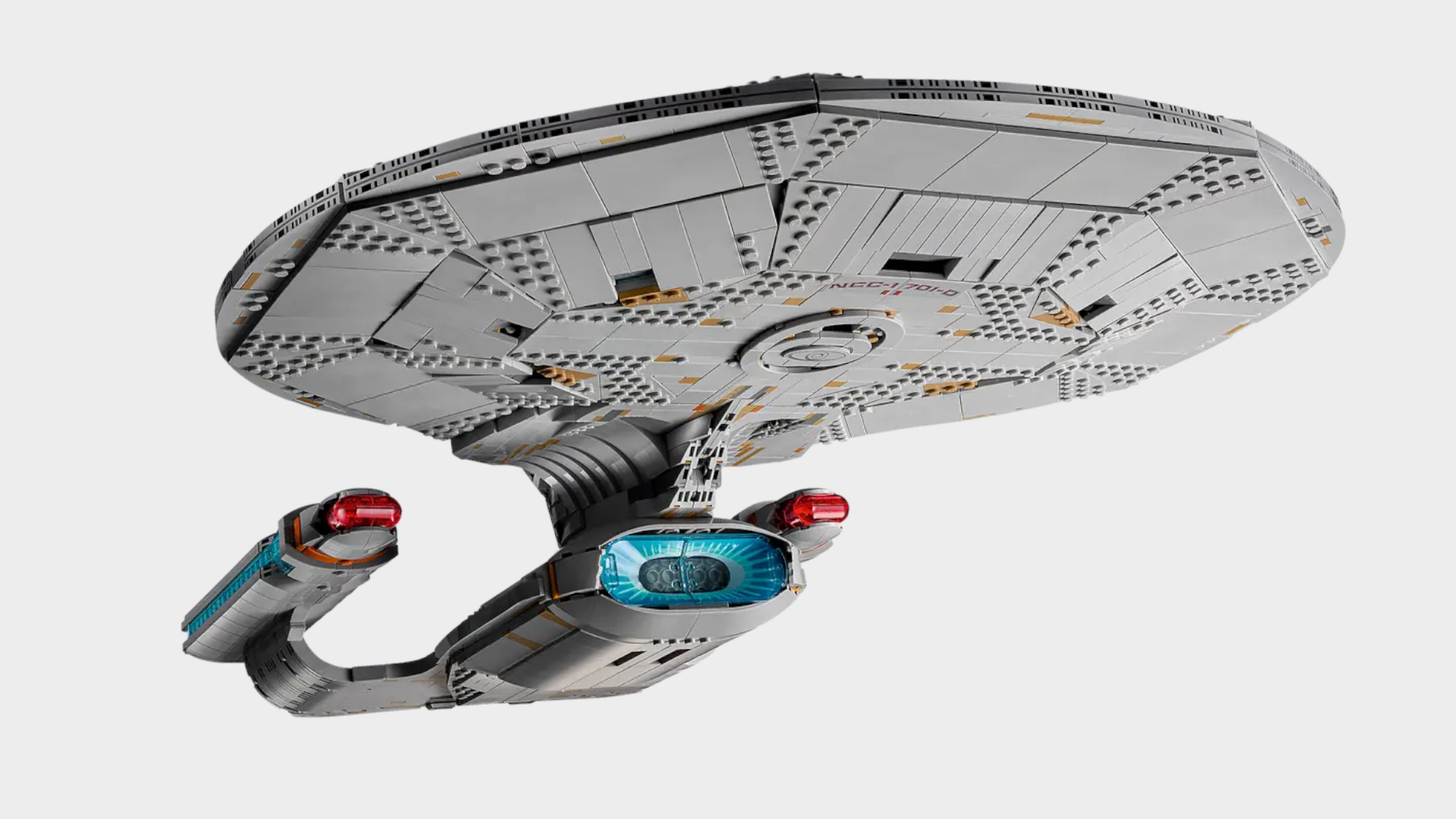 Lego Enterprise set against a plain background
