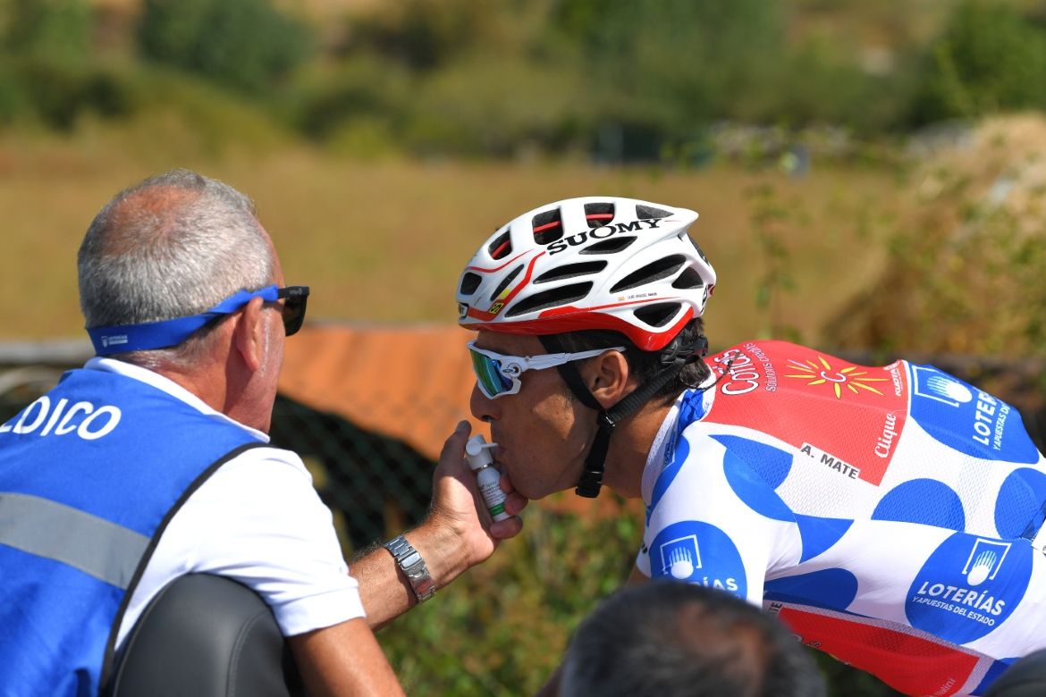 Luis Angel Mate is treated by the race doctor