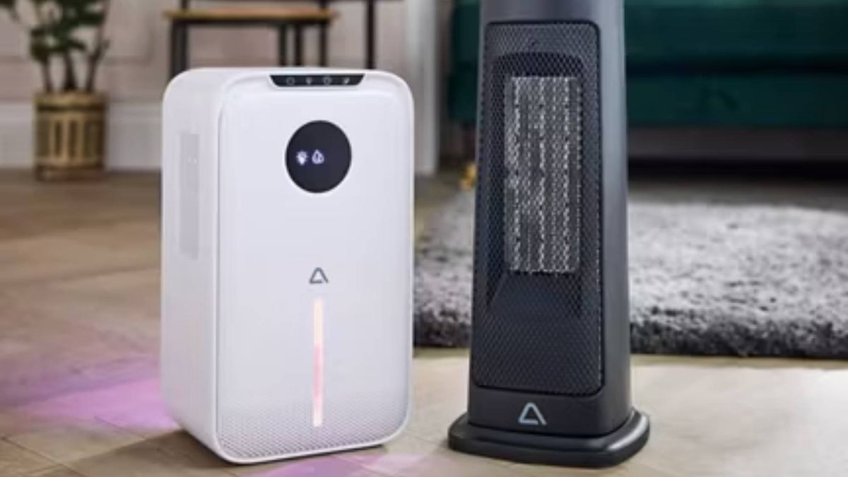Aldis new dehumidifier next to its new ceramic tower heater