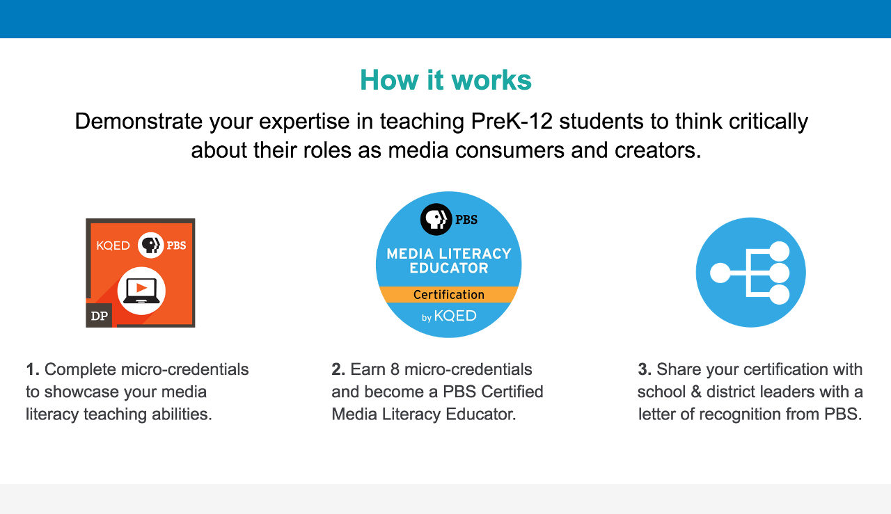 Screenshot of KQED website explaining how teachers can become certified.