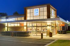 Athens, Georgia, USA - May 8, 2012:Aldi Food Marketis a German-based discount supermarket chain which currently operates more than 1,150 stores in the U.S. and about 8,133 worldwide.