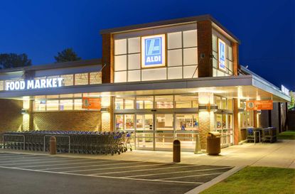 Athens, Georgia, USA - May 8, 2012:Aldi Food Marketis a German-based discount supermarket chain which currently operates more than 1,150 stores in the U.S. and about 8,133 worldwide.