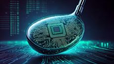 Photo of a futuristic golf club with circuit board inside