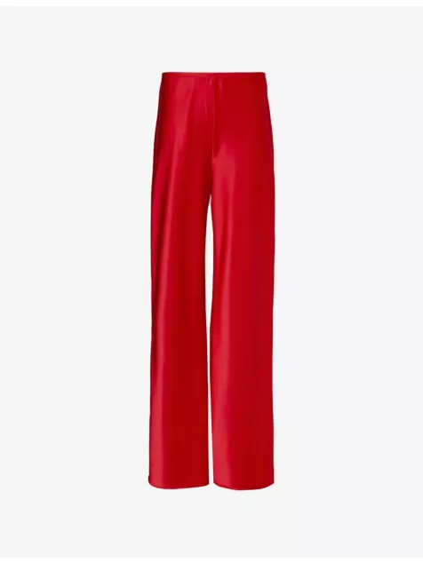 Gale Bias-Cut Wide-Leg Satin Trousers