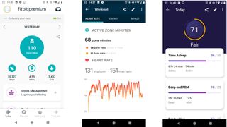 Health and sleep metrics from the Fitbit Luxe in the Fitbit app