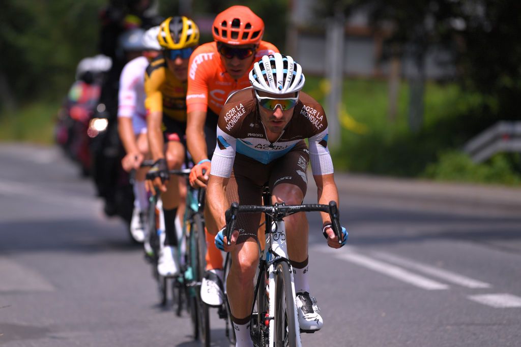 BIELSKOBIALA POLAND AUGUST 07 Quentin Jauregui of France and Team Ag2R La Mondiale Breakaway during the 77th Tour of Poland 2020 Stage 3 a 2031km stage from Wadowice to BielskoBiaa 433m TourdePologne tdp20 on August 07 2020 in BielskoBiala Poland Photo by Luc ClaessenGetty Images