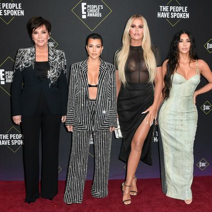 Kris Jenner, Kourtney Kardashian, Khloé Kardashian and Kim Kardashian attend`Kim Kardashian the 2019 E! People's Choice Awards at Barker Hangar on November 10, 2019 in Santa Monica, California