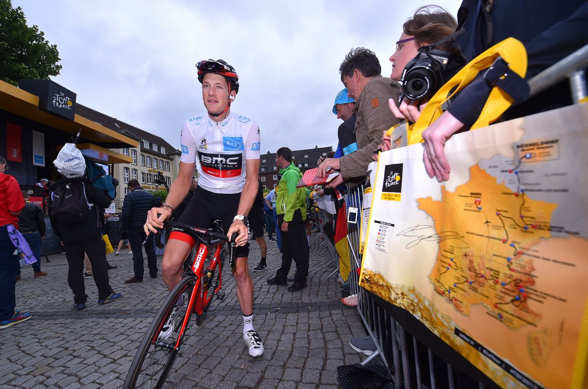 Stefan K&uuml;ng (BMC) in the white jersey