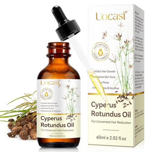 Uocasi Cyperus Rotundus Oil, Cypress Rotundus Oil for Hair Removal, Natural Inhibitor to Reduce Unwanted Hair Growth, Soothes Skin &amp;amp; Minimizes Pores, All Skin Types, 2.02 Oz