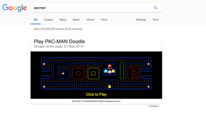 Play Google Doodle PacMan game free online