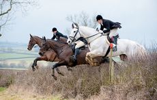 The Cottesmore Hunt meet at Marefield, Rutland, and hunting between Burrough on the Hill and Owston, February 2011.