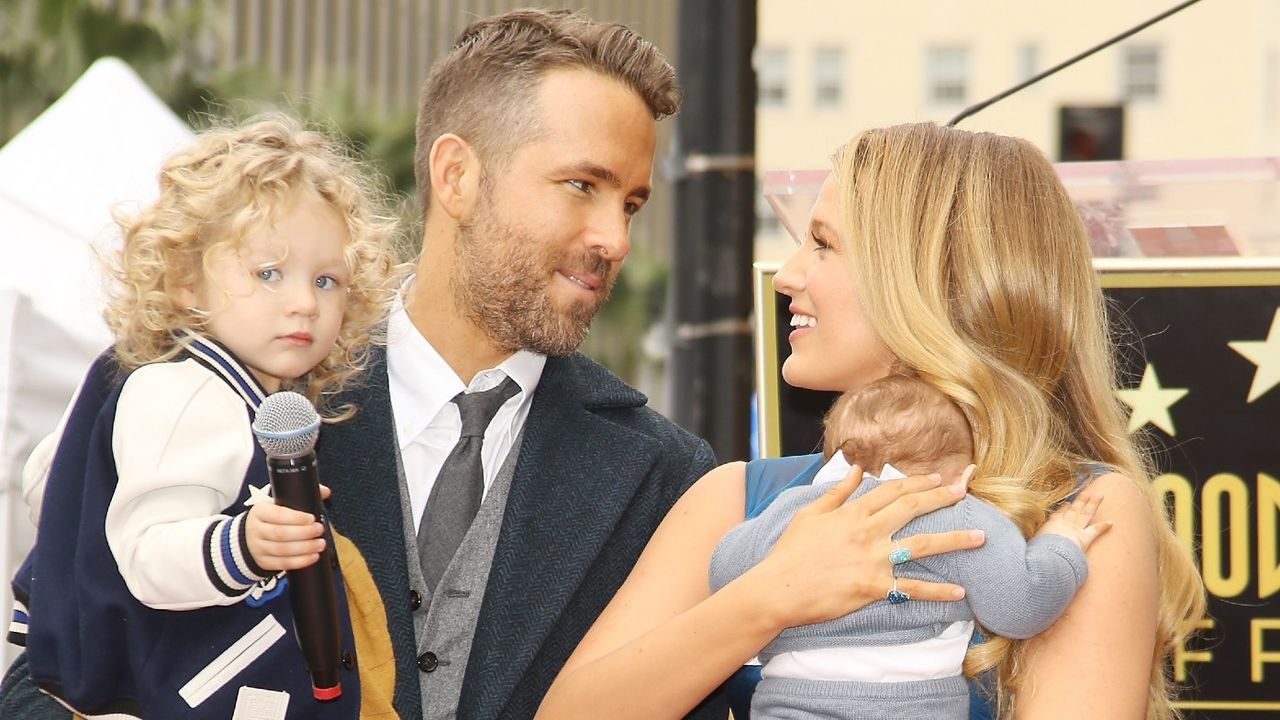 Ryan Reynolds and Blake Lively with their, children attend the ceremony honoring actor Ryan Reynolds with a Star on The Hollywood Walk of Fame held on December 15, 2016 in Hollywood, California.