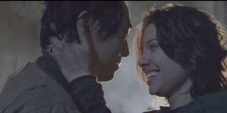 Maggie and Glenn reuniting in The Walking Dead.