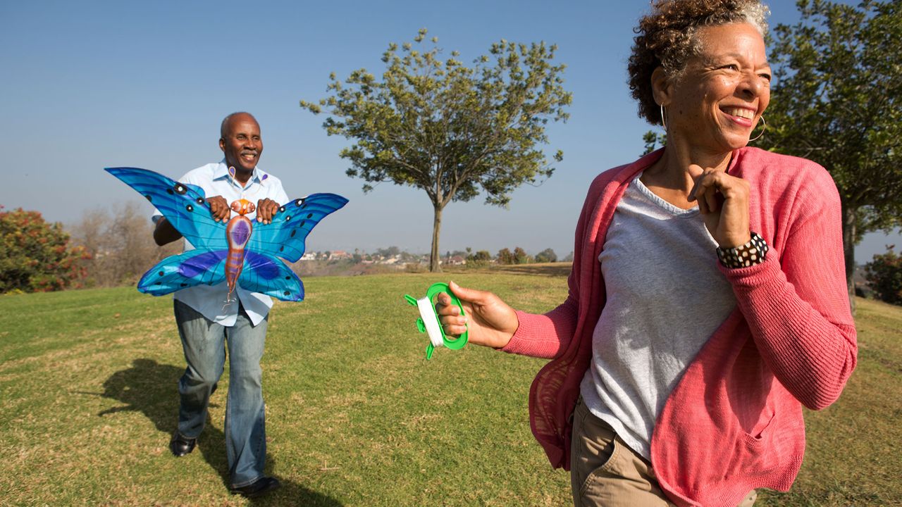 Healthy active couple playing together